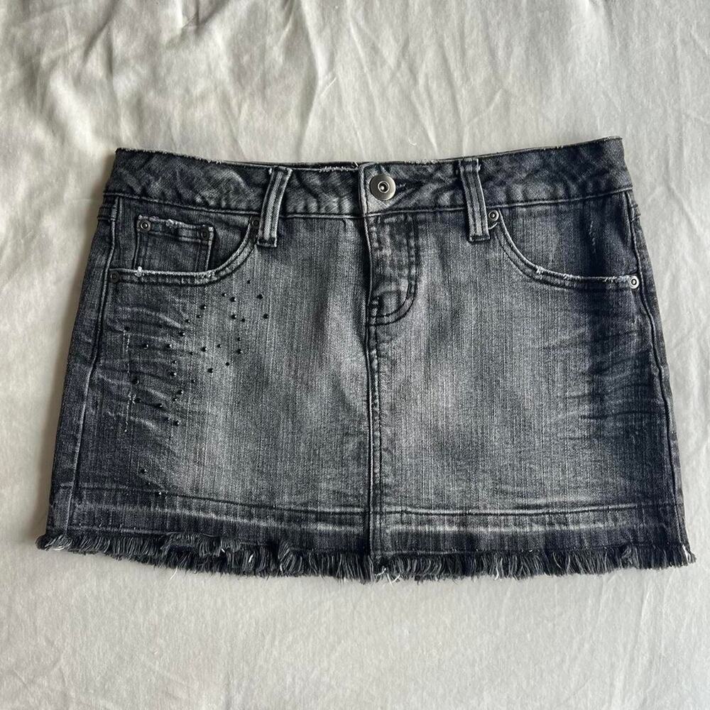 No Boundaries Y2K Black Distressed Mini Skirt